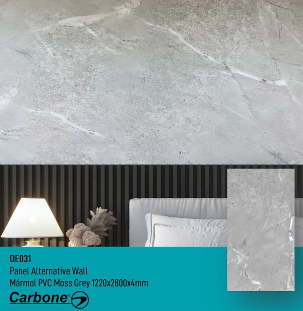 Panel Decorativo Mármol PVC 1.22 M X 2.80 M X 3 Mm. Acabado: Moss Gray.