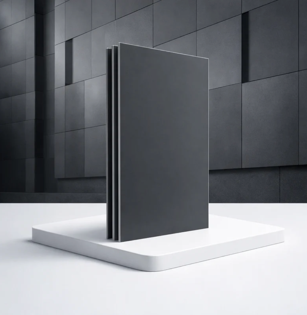 Lamina Alucobond ACM 4Mm PVDF 1.22X2.44M (4X8pies) Panel Revestimiento Exterior De Alta Calidad Color Gris Oscuro B019 Aluminio Compuesto